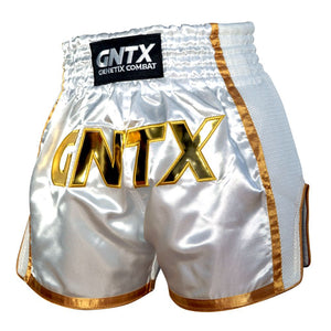 GENETIX GNTX GOLDEN MUAY THAI SHORTS WHITE